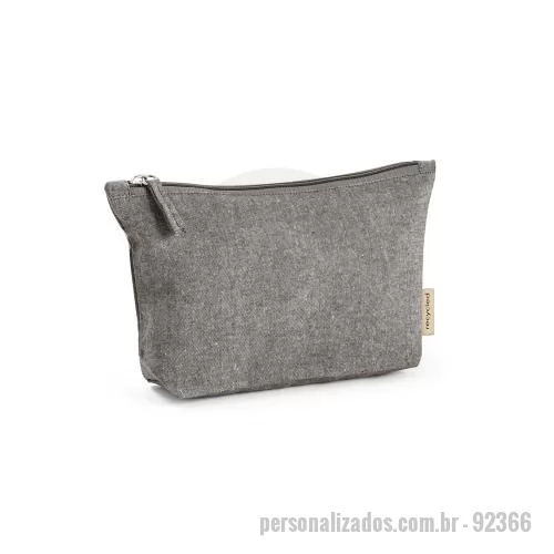 Bolsa multifunções personalizada - Bolsa multifunções em 70% algodão reciclado e 30% poliéster reciclado (140 g/m²). Interior com forro 100% algodão. 200 x 125 x 40 mm