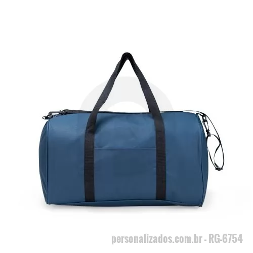 Bolsa multiuso personalizada - Bolsa em poliéster com revestimento impermeável em PVC, fechamento zíper, capacidade até 44 litros. Bolso interno e frontal aberto.