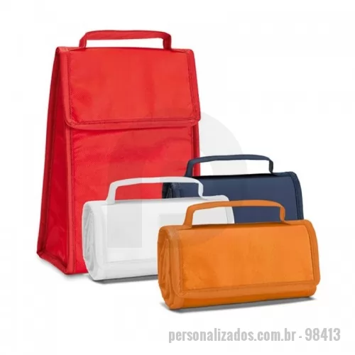 Bolsa térmica dobrável personalizada - Bolsa térmica dobrável em TNT 80 g/m². Fecha com velcro. Capacidade de até 3 litros.