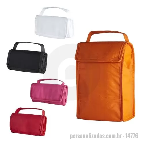 Bolsa térmica dobrável personalizada - Bolsa térmica dobrável 3L confeccionada em TNT. 26,5 cm x 17,5 cm x 10,8 cm