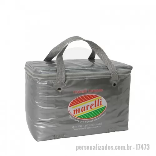 Bolsa térmica personalizada - Bolsa Térmica 18 Litros. Material: PVC 020mm. Impressão em silk-scren. Acabamento em solda eletrônica.