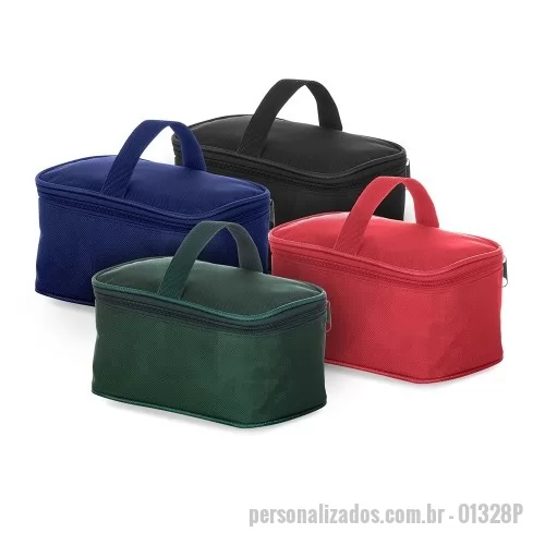 Bolsa térmica personalizada - Bolsa térmica 2,6 litros em nylon com alça para mão, parte interna com revestimento térmico e acompanha plaquinha para personalização avulsa.