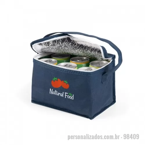 Bolsa térmica personalizada - Bolsa térmica em non-woven (80 g/m²) com capacidade até 3 L. Certificação EU Food Grade. 180 x 140 x 130 mm