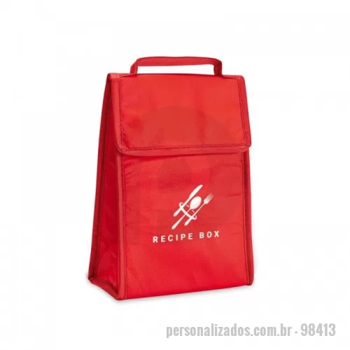 Bolsa térmica personalizada - Bolsa térmica dobrável em non-woven (80 g/m²) com fecho em velcro e com capacidade até 2 L. Certificação EU Food Grade. Bolsa fornecida desdobrada. Dobrada: 170 x 95 x 40 mm | Aberta: 170 x 265 x 110 mm