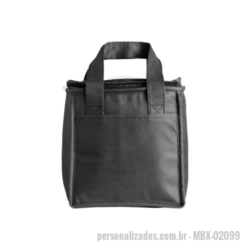Bolsa térmica personalizada - Bolsa térmica de TNT com capacidade de 5 litros com bolso frontal.