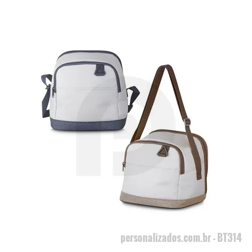 Bolsa térmica personalizada - Bolsa térmica, bolso frontal, argola para chave, dois acessos ao compartimento interno, alça para regulagem e parte interna soldada