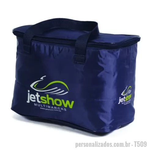 Bolsa térmica personalizada - Bolsa Térmica com capacidade para 15 litros com alça dupla de mão. Disponível em várias cores. Gravação da Logomarca em até 3 cores  já inclusa.  Tamanho: 32 cm X 22 cm X 22 cm. Revestimento externo: Nylon 70. Revestimento interno: PVC Laminado. Acabamento: Vivo. Alça: Dupla de Mão.