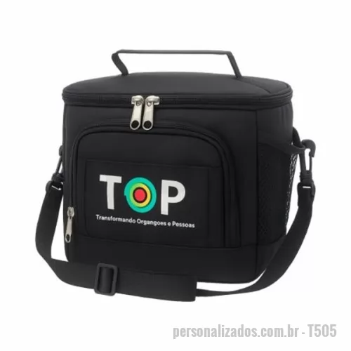 Bolsa térmica personalizada - Bolsa Térmica com capacidade aproximada de 5 Litros com alça de ombro removível e alça de mão. Disponível em várias cores. Gravação da logomarca em 1 cor já inclusa