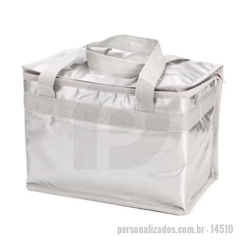 Bolsa térmica personalizada - Bolsa térmica 13 litros confeccionada em pvc laminado, contém revestimento interno em polietileno atóxico soldado (não vaza) e alça para mãos em polipropileno. Verificar cores disponíveis. Acesse royalgift.com.br