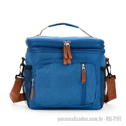 Bolsa térmica personalizada - Bolsa térmica dupla com capacidade máxima de 15 litros, expansível. Oxford 300D impermeável, estrutura interna com espuma e revestimento térmico em PEVA.
