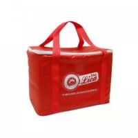 Bolsa Térmica  confeccionada em Nylon. Acabamento em costura e impressão em silk screen. 