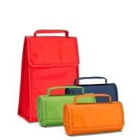 Bolsa Térmica Dobrável Personalizada, Material TNT 80 gramas, Cores Azul, vermelho, branco e laranja, Medidas dobrada 170 x 95 x 40 mm, Medidas aberta 170 x 265 x 110 mm