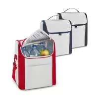 Bolsa térmica em 600D com zíper duplo, alça ajustável em webbing e bolso frontal. A bolsa tem capacidade até 12 L. Certificação EU Food Grade. 290 x 340 x 190 mm