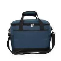 Bolsa térmica confeccionada em Oxford 600D impermeável com camada interna acolchoada, fechamento em zíper e capacidade máxima de 25 litros. Possui revestimento térmico em PEVA antivazamento, além de duas alças fixas em nylon com suporte de juntura e três bolsos externos, incluindo dois em malha. Acompanha alça transversal ajustável.