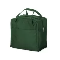 Bolsa térmica em Oxford resistente à água com fechamento em zíper e capacidade para até 7 litros. Possui revestimento interno em manta de alumínio, ideal para conservar a temperatura de alimentos e bebidas por mais tempo. Conta ainda com dois bolsos abertos, frontal e traseiro, além de um par de alças de mão para transporte. Acompanha plaquinha metálica personalizável.