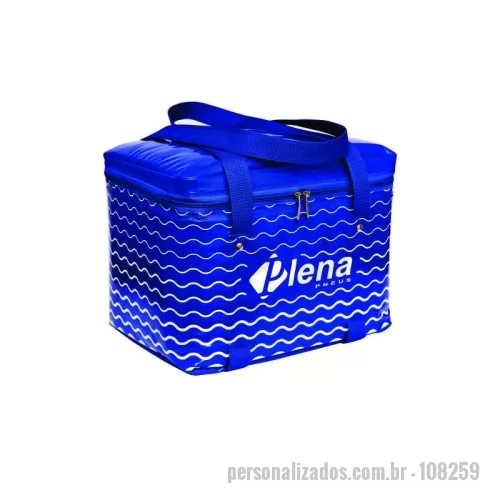 Bolsa termica pvc personalizada - Bolsa térmica 21 litros no PVC BRL 0,20mm, zíper, cursor, espuma térmica, alça, rebite, medindo