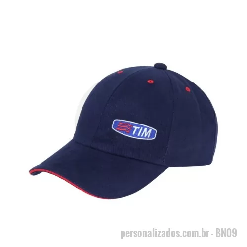 Boné personalizado - Boné modelo 6 Gomos, Aba Sanduiche, personalização em bordado