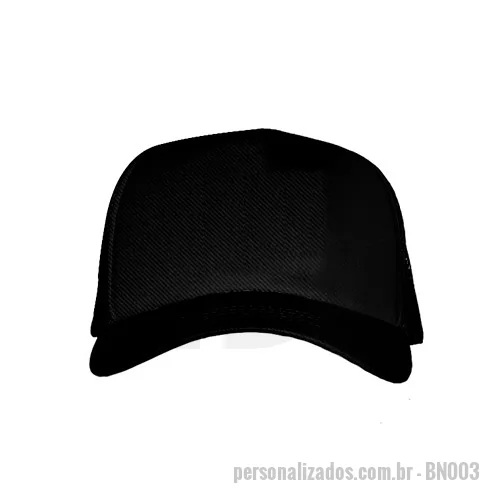 Boné personalizado - Boné está disponível em diversas cores e tecidos, e é uma ótima opção de brinde promocional diferenciado para divulgação de sua marca. Além do estilo, o boné americano oferece proteção contra os raios solares, tornando-o seu aliado nos dias ensolarados, combina com qualquer estilo, seja esportivo, casual ou urbano. Personalize com sua marca em bordado 3D ou serigrafia 3D e compre a partir de 100 unidades. As cores indicadas são apenas representativas para fins ilustrativos.
