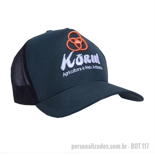 Boné personalizado - Boné  modelo americano tecido brim com entretela de memoria tela regulador de plástico e logotipo silk ou relevo