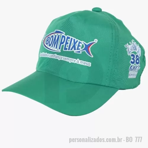 Boné personalizado - boné modelo americano tecido microfibra  com reg. na nuca de plástico e logotipo silscreen