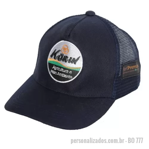Boné personalizado - Boné modelo americano tecido brim com entretela de memoria e tela reulador plástico logotipo Silkscreen ou bordado