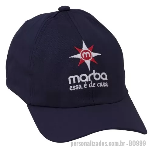 Boné personalizado - ´Boné modelo americano tecido brim com regulador na nuca de velcro e logotipo silkscreen ou bordado