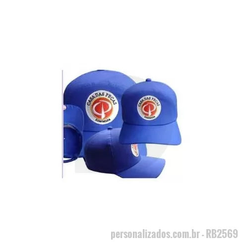 Boné personalizado - FICHA TÉCNICA - BONÉ PROMOCIONAL Produto: Boné  Modelo: Japonês e Ciclista frente quadrada. Tecido principal: Brim  Composição: 100%algodão  Revestimento frontal: Entretela de memória ou algodão. Aba: Curva com enchimento em plástico (PE) botão superior: Revestido no mesmo tecido Regulador: Plástico, Velcro e arreata e fivela. Personalização Processos: Silk, Silk Emborrachado, Aplique e Bordado.