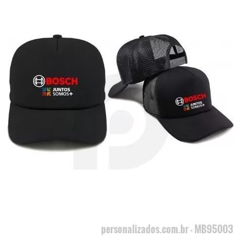 Boné Trucker personalizado - Boné Trucker Confeccionado em brim parte da frente e traseira confeccionado em poliéster resinado, com regulador plástico. Diversas cores.