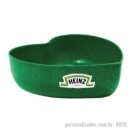 Bowl Ecológico personalizado -  Bowl 500ml Green em formato de coração é um produto Eco Sustentável é feito com até 50% de Fibra Natural de coco ou madeira e 50% de Plástico Premium (PP).  Com acabamento impecável, material atóxico e resistente ao micro-ondas e máquina de lavar.  Ideal para petiscos, sobremesas, sorvetes, sucrilhos e açai.