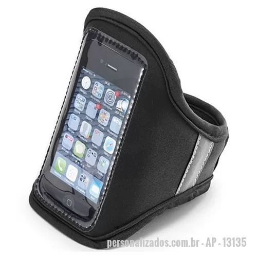 Braçadeira para celular personalizada - Braçadeira para smartphone, possui compartimento para guardar chave, fecho de velcro, fabricada em neoprene.