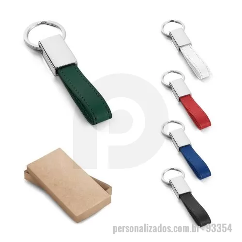 Brindes em Geral personalizado - Chaveiro em metal e PU. Fornecedido em caixa presente de papel kraft reciclado. 18 x 90 x 7 mm