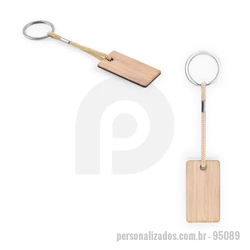 Brindes em Geral personalizado - Brindes em Geral Personalizado - 95089 - Chaveiro em bambu, com cordão em PET. Possui uma argola em ferro para facilitar o transporte. A cor e o resultado da impressão nos materiais naturais pode variar entre produtos. 55 x 30 mm - 179476 - Brindes em Geral