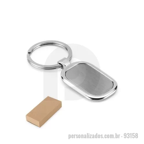 Brindes em Geral personalizado - Chaveiro em metal. Fornecido em caixa presente de papel kraft reciclado. 30 x 54 x 4 mm