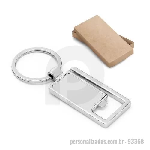 Brindes em Geral personalizado - Brindes em Geral Personalizado - 93368 - Chaveiro em metal com abridor de garrafas. Fornecido em caixa presente de papel kraft reciclado. 29 x 52 x 4 mm - 179482 - Brindes em Geral