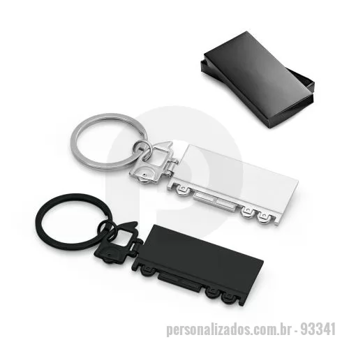 Brindes em Geral personalizado - Brindes em Geral Personalizado - 93341 - Chaveiro em metal em formato de caminhão. Fornecido em caixa presente. 26 x 71 x 3 mm - 179486 - Brindes em Geral