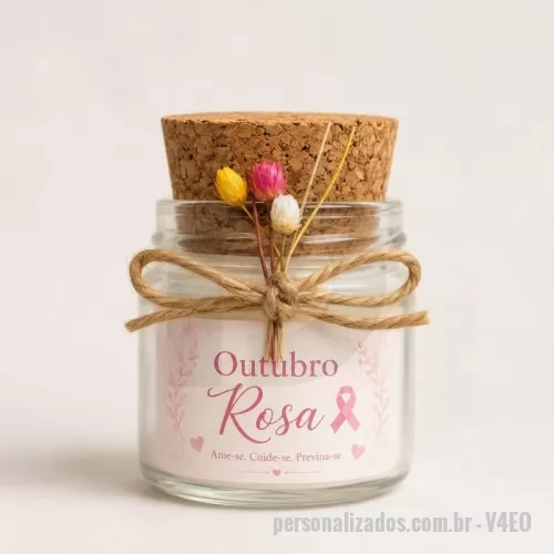 Brindes em Geral personalizado - Vela aromatizada personalizada para Outubro rosa , a personalização pode ser trocada por uma de sua preferêsncia