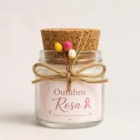 Vela aromatizada personalizada para Outubro rosa , a personalização pode ser trocada por uma de sua preferêsncia
