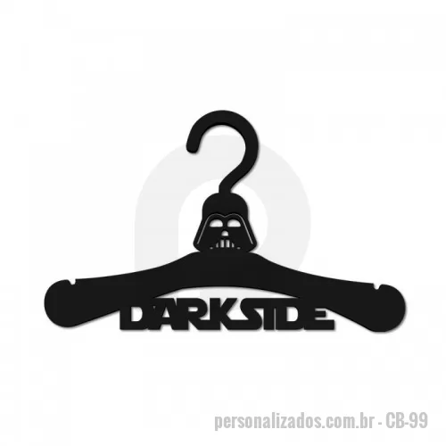 Cabide personalizado - Cabides em PVC preto de 2mm, cortados à laser e personalizado com impressão UV.
