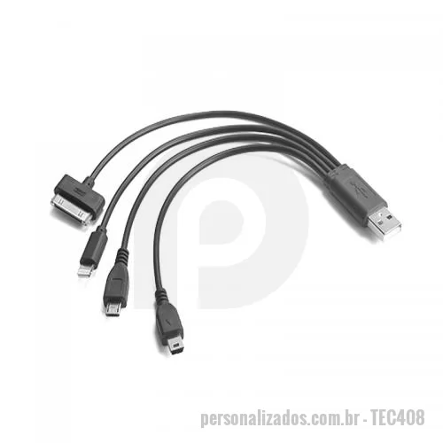 Cabo USB personalizado - Cabo USB 4 em 1 Promocional