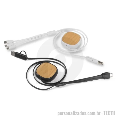 Cabo USB personalizado - Cabo USB 3 em 1 de Bambu Personalizado