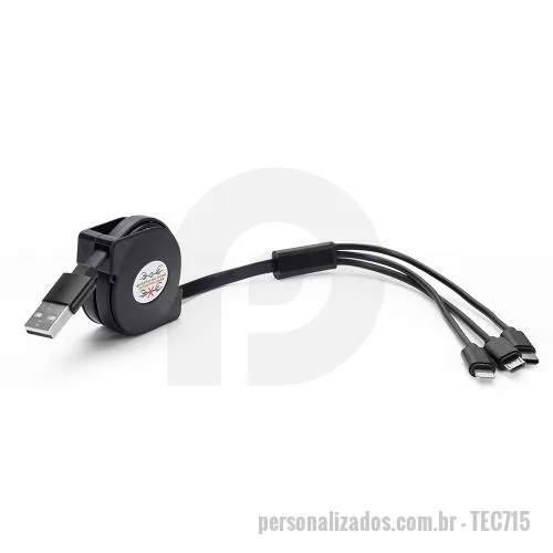 Cabo USB personalizado - Cabo Retrátil Personalizado