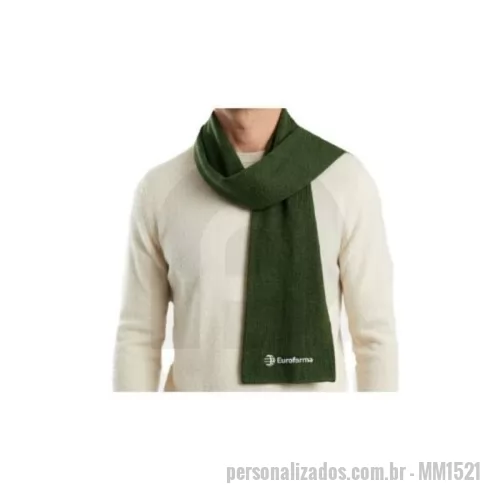 Cachecol personalizado - Cachecol em Malha Cheia Dupla de Lã produzido em máquina retilínea com fio 100% acrílico- tamanho único medindo 132 cm comprimento X 26 cm largura- sem franjas- com acabamento ao redor em overloque- onde se pode bordar 1 logotipo com até 5.000 pontos já incluso sobre uma das pontas- embalado em saco plástico individual lacrado.