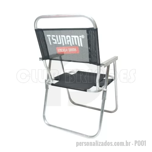 Cadeira de praia personalizada - Cadeira de Praia modelo Alta confeccionada em tubo de alumínio. Disponível em várias Cores. Gravação da logomarca em 1 cor já inclusa.  Materiais utilizados no assento e encosto: Sanet, Nylon e RC.