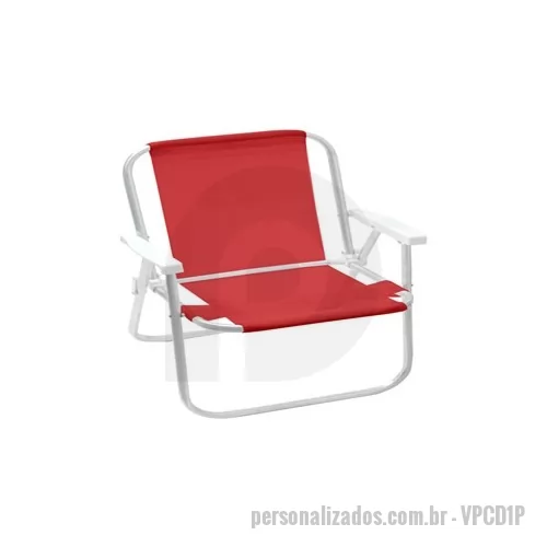 Cadeira de praia personalizada -  Cadeira alta com modelo WM  estrutura em tubo industrial de alumínio “3/4”. Gravação da personalização com impressão em Silk Screen de alta qualidade. Peso máximo suportável: 120kg