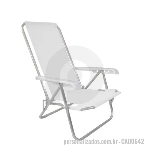 Cadeira de praia personalizada - Cadeira reclinável em 4 posições estrutura em alumínio, suporta até 90kg. Consultar mais modelos de cores.