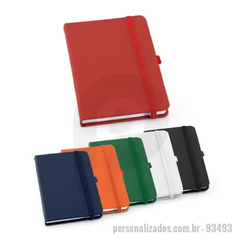 Caderneta personalizada - Caderno A6 de capa dura em c. sintético, com 160 páginas lisas. 90 x 140 mm