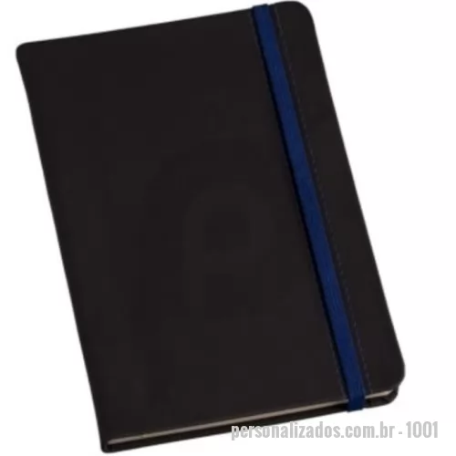 Caderneta personalizada - Caderneta Grande Tipo Moleskine Capa Preta com costura e Elastico - Sem Pauta -  80 folhas  sem pauta  formato 14x21 cm - Capa em couro sintetico emborrachado - com elastico 