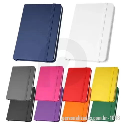 Caderneta personalizada - Caderneta Grande Tipo moleskine Capa Varias cores  com costura e elastíco - Com Pauta -  80 folhas  sem pauta  formato A5 14x21 cm - Capa em couro sintetico emborrachado - com elastíco 