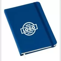 Caderneta Grande Tipo Moleskine Capa Azul com costura e Elastico - Sem Pauta -  80 folhas  sem pauta  formato 14x21 cm - Capa em couro sintetico emborrachado - com elastico 