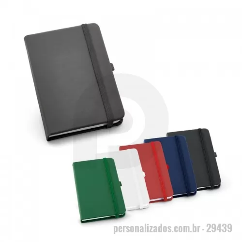 Caderno Capa Dura personalizado - Caderno A5 em c. sintético com capa dura e 80 folhas não pautadas. 140 x 210 mm